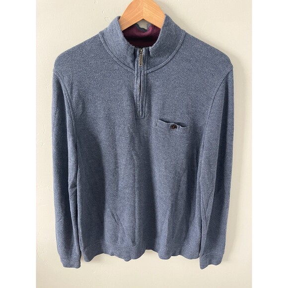 Ted Baker London Men's 1/4‎ Zip Sweater Blue Soft Wool Blend Size 5 XL EUC - Picture 1 of 9